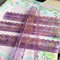 Support et poussoir pour tuiles de Mahjong américain en acrylique, bord ondulé, marbre violet doré, ensemble de supports pour tuiles de Mahjong, accessoires de Mahjong