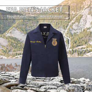 Veste de moto en velours côtelé 100% coton unisexe haut de gamme FFA Ami Kaji, style rétro américain, manches régulières, broderie, devant ample - Product Image 2