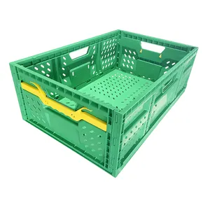 水果蔬菜超市用重型可折叠塑料容器盒可折叠板条箱