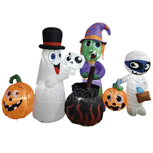 Décoration d'extérieur gonflable pour Halloween : Fantôme blanc, Citrouille, <span class=keywords><strong>Sorcière</strong></span> avec soupe – Combinaisons gonflables - Product Image 1