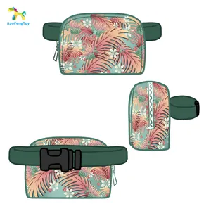 OEM ODM Flower Bird Square Waist Pack Travel Sports Button Custom Personalised Large Capacity Climbing Waist Packs