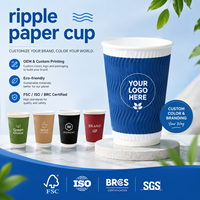 Vaso de Papel de Triple Pared Resistente al Calor y Anti-escaldaduras de 12oz y 16oz para Servicio de Bebidas de Lujo en Cafeterías de Alta Gama