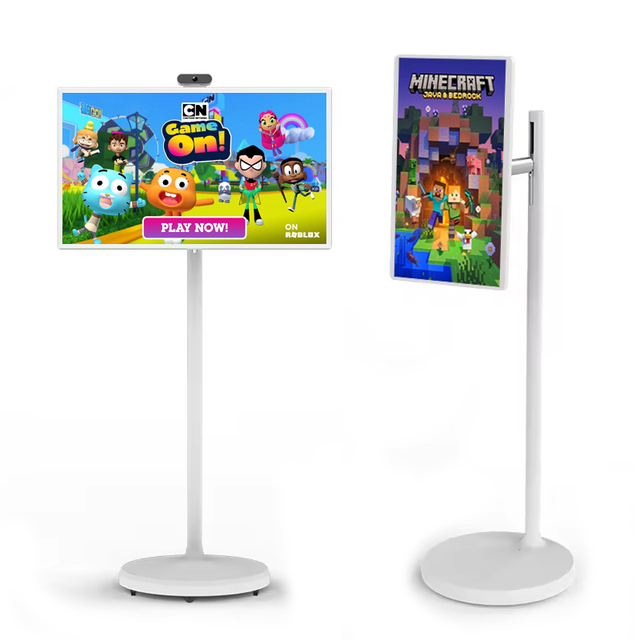 24 27 32 Inch Home Entertainment Android 12 OS LCD Monitor Wireless Portable Movable Touch Screen TV with Mobile Stand Wheels