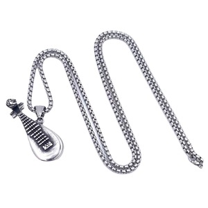 Chinese Style <b>Titanium</b> Steel Pipa Pendant Unisex Stainless Steel Necklace 2160145 - Product Image 4
