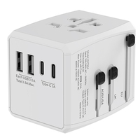 Adaptador de Enchufe Internacional con 2 Puertos USB y 2 Puertos Tipo-C, Adaptador de Viaje Todo en Uno, Cargador Mundial para EE. UU., UE, Reino Unido y Australia