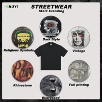T-shirt vintage délavé effet soleil décoloré avec poche pour homme, coupe oversize, effet vieilli, éclaboussures de peinture, streetwear, en coton, personnalisable OEM