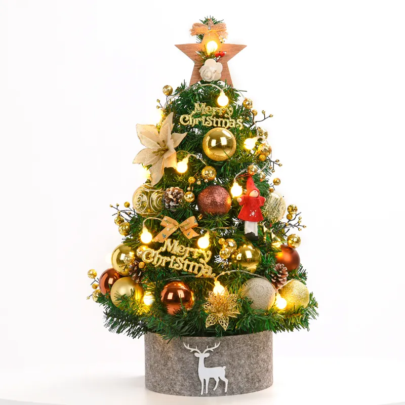 Mini arbre de noël doré, 60x60cm, décoration pour maison, 1.2m, pour bureau