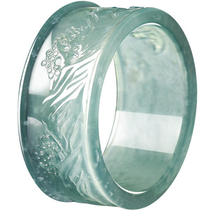 Anello in Giada Naturale Tiba <span class=keywords><strong>di</strong></span> Grado Blu Acqua, Tipo Ghiaccio, per Coppie, Unisex, dal Design Personalizzato - Product Image 5