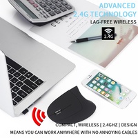 Mouse Nirkabel Ergonomis Vertikal 2.4GHz BT USB OEM Personal Mold, Dapat Diisi Ulang, 3-level DPI, Gaming, LED Backlit untuk Laptop dan Desktop