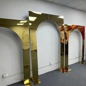 Lengkungan baja tahan karat kotak latar belakang logam pernikahan luar ruangan dapat disesuaikan emas berkilau untuk latar belakang pesta dan dekorasi pernikahan - Product Image 5