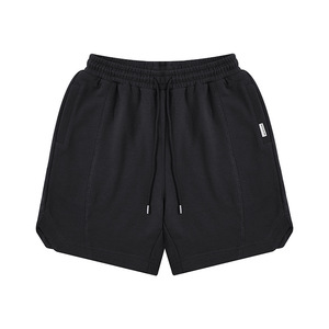 <span class=keywords><strong>Short</strong></span> d'été taille moyenne basique pour homme, coupe ample, pantalon à cordon, tricot épais, teint uni, 100% coton - Product Image 1