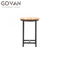 Table d'appoint extérieure minimaliste moderne avec structure en aluminium brossé, plateau de table durable résistant aux intempéries et non traité pour patio et jardin