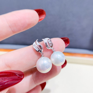 WENCHI S925 <b>Silver</b> DIY Pearl Accessories Empty Tray with 9-13mm Round Beads Fashionable <b>Earrings</b> Model 11272 Made in China - Product Image 3