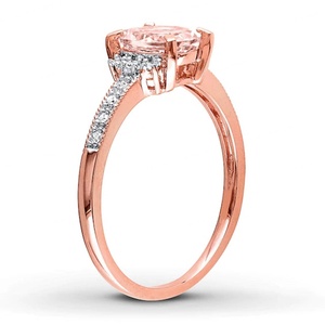 Anillo de Compromiso o Nupcial Único con Morganita Rosa de Corte Ovalado y Plata de Ley 925 con Baño de Dos Tonos - Product Image 2