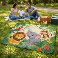 Tapis de pique-nique matelassé extra large, imperméable, pour l'extérieur, tapis de jeu jungle pour la famille, les enfants, le camping, la plage