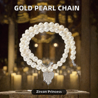 Collier tendance en laiton plaqué or PVD 18 carats avec perles imitation perle de 8 mm pour hommes et enfants, idéal pour les fêtes et mariages - Meilleure vente