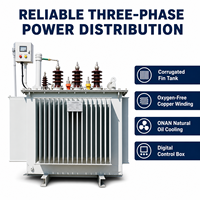 Transformateur immergé dans l'huile triphasé Wanbo-463 S13 630 kVA 10 kV Dyn11 ONAN à bobinage en cuivre à faible perte et à ailettes ondulées