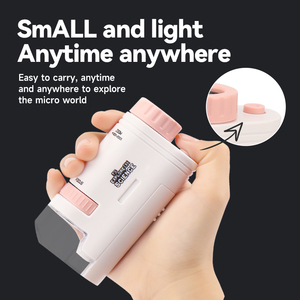 60-200X 어린이 현미경 포켓 현미경 LED 조명 휴대용 전기 미니 고화질 과학 현미경 야외 - Product Image 5