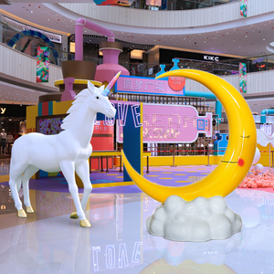 Patung Unicorn besar putih kuda simulasi, patung seni tradisional Resin untuk pernikahan luar ruangan Mall taman hiburan foto dekorasi - Product Image 1