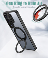Coque de téléphone magnétique anti-empreintes digitales, antichoc, effet peau, 360° °   Support rotatif en métal pour Samsung Galaxy S26 Ultra Plus