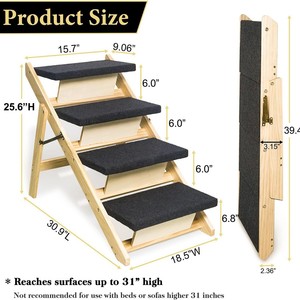 Cross-border wooden pet climbing ladder, foldable stairs and ramps suitable for <b>beds</b>, cars, and <b>dogs</b>, easy to customize. - Product Image 4