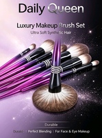 Daily Queen – Ensemble de 12 pinceaux de maquillage de luxe en bois brun et blanc, poils synthétiques doux, pinceau coudé, pinceau éventail, pinceau fond de teint, pinceau fard à paupières