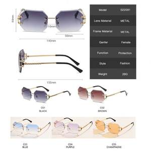 Gafas de Sol Rectangulares sin Montura para Mujer, con Logotipo Personalizado, Nuevo Diseño, Lentes con Corte Poligonal, a la Moda - Product Image 5