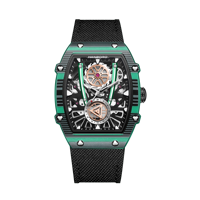 Montre à quartz HANBORO pour homme, bracelet en nylon, boîtier tonneau, cadran ajouré, lunette en cristal, style sport urbain 923-2