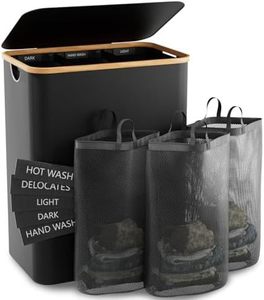 Cesto de Ropa Plegable Grande para el Hogar, Cesta de Lavandería de Bambú Resistente con Tapa - Product Image 3