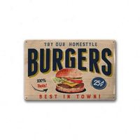 Panneau métallique personnalisé romantique, forme carrée, motif animalier, construction soudée, pour la décoration artisanale de restaurants de burgers, promotion et événements