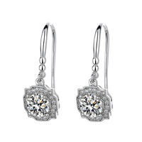 S925 Sterling Silber Blumen Moissanit-Ohrringe für Damen im Koreanischen Stil, Langform - Perfektes Valentinstag- oder Geburtstagsgeschenk für Beste Freundin