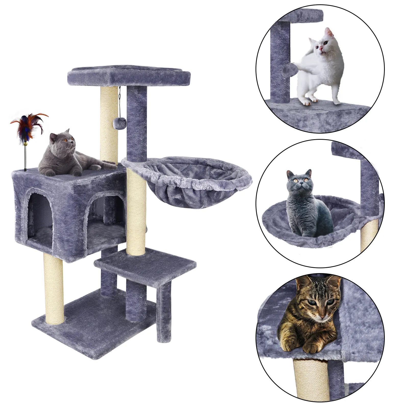 Groothandel Aanpasbare Kattenboom Multi-Level Klimframe Voor Speelse Katten Office Party Camping Komt Kartonnen Verpakkingen