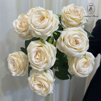 Bouquet de 9 Têtes de Roses Artificielles en Soie de Haute Qualité DKB pour Décoration de Mariage Personnalisée et Fleurs de Mariée à Tenir