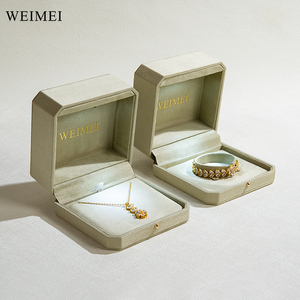 Boîte d'emballage de luxe WEIMEI en microfibre verte avec logo personnalisé, forme octogonale, avec éclairage LED pour bijoux, boucles d'oreilles, bracelets - Product Image 3