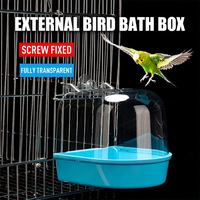 Baignoire transparente en plastique léger anti-éclaboussures pour oiseaux, boîte de bain pour perroquets, bol de lavage pour animaux de compagnie à fixer sur la cage