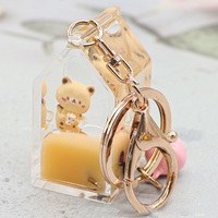 Nouveau flottant Boba porte-clés mobile liquide lait thé tasse porte-clés sac pendentif Boba porte-clés bulle thé acrylique porte-clés
