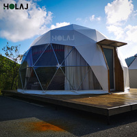 Dôme géodésique isolé de 4 m pour glamping, tente hôtelière coupe-vent avec structure en acier et PVC pour camping panoramique et parc de vacances