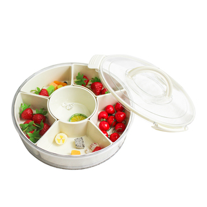 Vòng chia Veggie phục vụ khay với nắp và xử lý xách tay 6 ngăn giữ tươi thực phẩm lưu trữ Snack hộp <span class=keywords><strong>container</strong></span> - Product Image 5