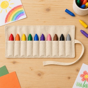 Rouleau de toile pour crayons, étui à crayons enroulable pour enfants, pochette pour outils de dessin pour enfants, logo personnalisé, vente en gros - Product Image 2