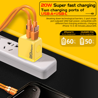 Chargeur mural double port USB-C et USB-A SDL Private Mold, adaptateur de charge rapide avec câble de charge, logo personnalisé OEM ODM