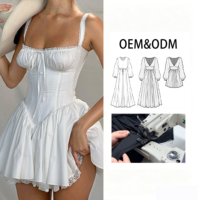 Mini-robe corset à dentelle, bretelles spaghetti, buste à nouer devant, jupe évasée, style vintage coquette, pour femme, printemps-été, courte, pour soirée