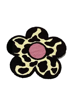 Leopard Print Flower Shape Elegant High Quality Wool Home Handmade Carpets And Rugs Living Room.