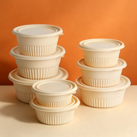 Conteneur alimentaire en amidon de maïs avec logo personnalisé, bol rond biodégradable avec couvercle pour emballage alimentaire à emporter jetable, 750 ml