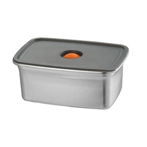 304 Stainless Steel Food Storage sealed <strong>Box</strong> Refrigerator <strong>Freezer</strong> <strong>Box</strong> Fresh-keeping Press and Exhaust sealed Lunch <strong>Box</strong> - Product Image 2