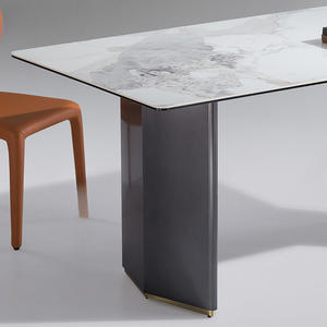 โต๊ะรับประทานอาหารสองชั้นแบบทันสมัยสไตล์อิตาเลียนสไตล์มินิมอลลิสต์หินหินอ่อนทรงสี่เหลี่ยมผืนผ้าแบบขัดมันได้รับการออกแบบมาอย่างดี - Product Image 6