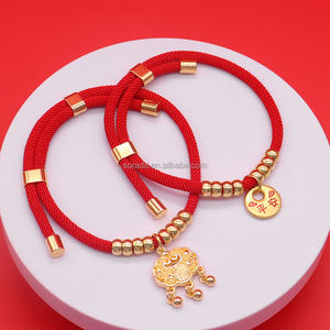 Festliche geflochtene Seil Hund & Katze Halsband mit Langlebig keit <span class=keywords><strong>Lucky</strong></span> Charm Anhänger, Legierung Gold Haustier Halskette für Neujahrs geschenke - Product Image 3