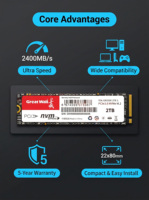 SSD Internal Laptop New Great Wall GW3300 NVMe M.2 PCIe3.0 3D NAND TLC Kecepatan Tinggi 3300MB/s Baca/2600MB/s Tulis 2TB Garansi 5 Tahun