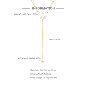 CANNER 925 <b>Sterling</b> <b>Silver</b> Inlaid Zircon Long <b>Chain</b> Y Shaped Trendy <b>Women</b> Collarbone Necklace - Product Image 2