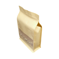 Sachets en papier kraft brun imperméables à fond plat avec fenêtre et fermeture éclair, pochettes à soufflets pour l'emballage alimentaire des snacks