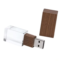 Clé USB en bois de luxe avec LED, clé USB en cristal, logo lumineux, cadeau de mariage, clé USB en verre, clé USB pour la photographie